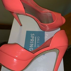 Call it Spring Peach peep toe heels 10M